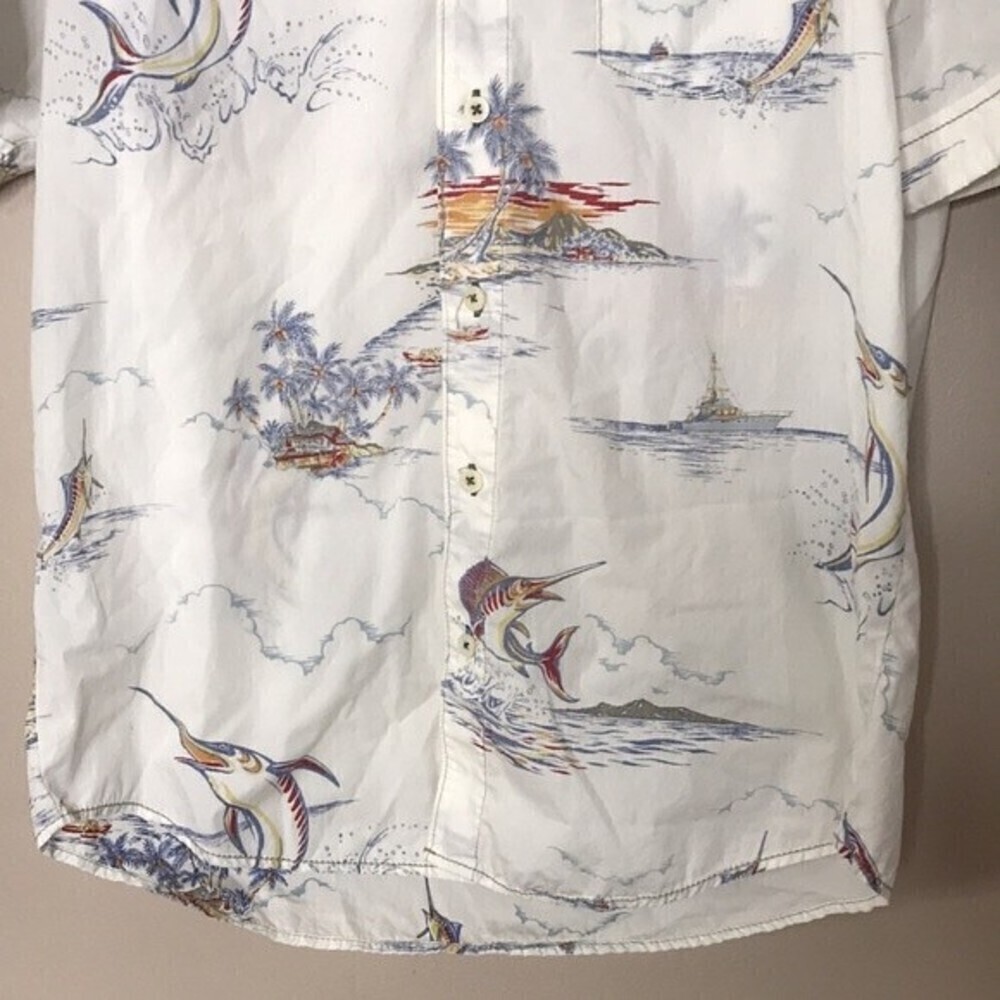 Tommy bahama 100% cotton button up short sleeve shirt with swordfish size M - Picture 3 of 13